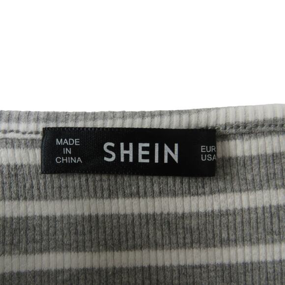 Shein Gray Ribbed Knit Striped Cami Tank Top Crop Top Cami Tank Small - Picture 4 of 6